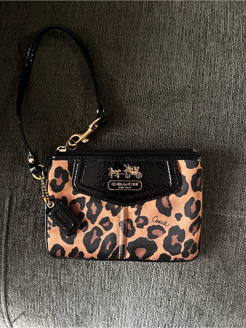 Coach Vintage Leopard Print Wristlet,  gently used.